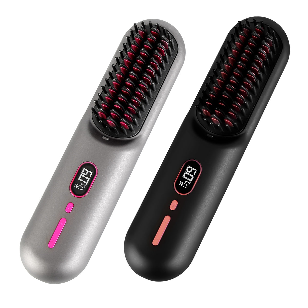 Cordless Ionic Hair Straightener Brush – Rechargeable Mini Styling Comb with 12 Heat Levels & LCD Display